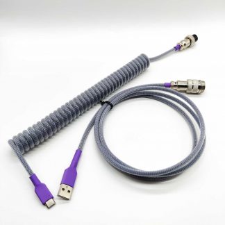purple and grey custom coiled gx16 cable
